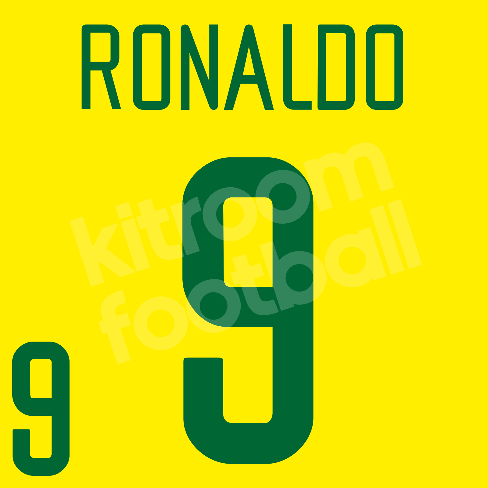 World Cup 2002 Brazil Name Number Set #9 RONALDO Home Repro