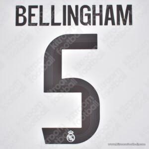 2025-26 Real Madrid Home Name Set #5 BELLINGHAM Cup (Repro)